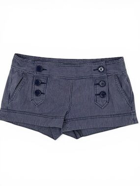 Express Vintage Y2K Nautical Sailor Pinstripe Shortie Shorts Navy Low Rise 6